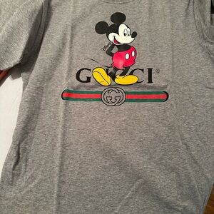 Gucci Gray T-Shirt with Mickey Mouse Graphic